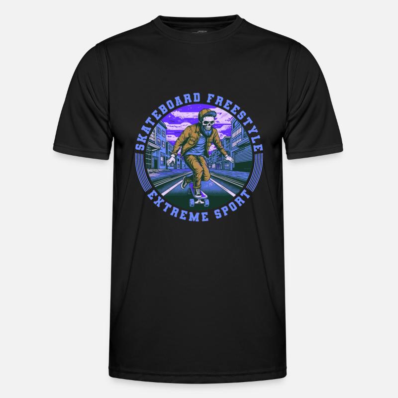 Cool Skull Skeleton Skateboard Skater - Men's Functional T-Shirt - black