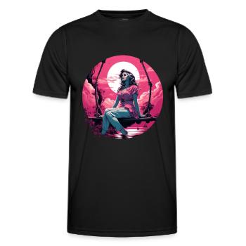 Pin-up Girl Swing Sunset - T-shirt sport Homme - noir - Devant - AI Model Male 178 dark (178cm)