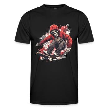 Skeleton Skull Skater Skateboarder Skateboard - Men's Functional T-Shirt - black - Front - AI Model Male 178 dark (178cm)