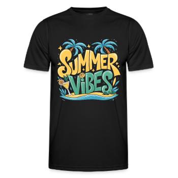 Summer Vibes Sun Holiday Palm Trees - Men's Functional T-Shirt - black - Front - AI Model Male 178 dark (178cm)