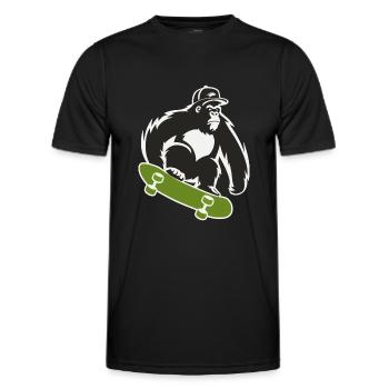 Skateboard Skateboarder Skater Gorilla Affe Tier - Männer Funktions-T-Shirt - Schwarz - Vorne - AI Model Male 178 dark (178cm)