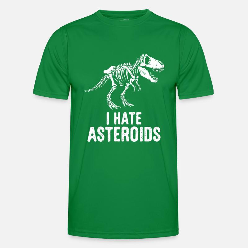 T-Rex Dinosaurier Skelett Spruch I hate Asteroids Männer Funktions-T-Shirt