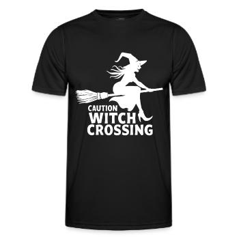 Hexe Hexenbesen Spruch Caution Witch Crossing - Männer Funktions-T-Shirt - Schwarz - Vorne - AI Model Male 178 dark (178cm)