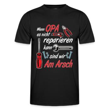 Wenn Opa es nicht reparieren kann - Männer Funktions-T-Shirt - Schwarz - Vorne - AI Model Male 178 dark (178cm)