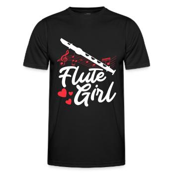 Fetus Players Flute Recorder Music Gifts - Men's Functional T-Shirt - black - Front - AI Model Male 178 dark (178cm)