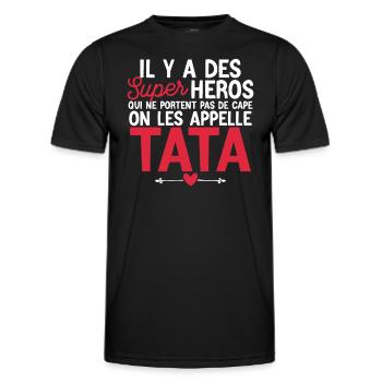 Héros Sans Cape : Les Tatas - T-shirt sport Homme - noir - Devant - AI Model Male 178 dark (178cm)