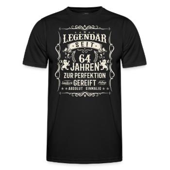 Legendär seit 64 Jahren - Männer Funktions-T-Shirt - Schwarz - Vorne - AI Model Male 178 dark (178cm)