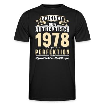 Authentisches 1978 Vintage Geschenk - Männer Funktions-T-Shirt - Schwarz - Vorne - AI Model Male 178 dark (178cm)