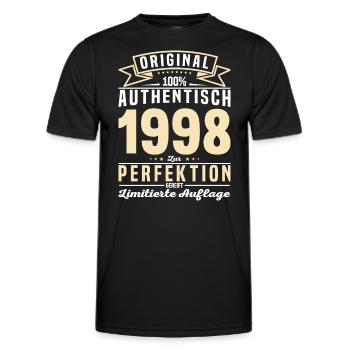Authentisches Vintage-Geschenk 1998 - Männer Funktions-T-Shirt - Schwarz - Vorne - AI Model Male 178 dark (178cm)