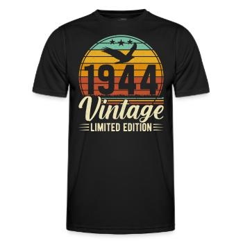 80th birthday 1944 - Men's Functional T-Shirt - black - Front - AI Model Male 178 dark (178cm)