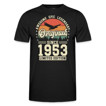 1953 : L’élégance intemporelle - T-shirt sport Homme - noir - Devant - AI Model Male 178 dark (178cm)
