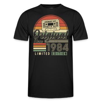 Chemise d’anniversaire élégante de 1984 - T-shirt sport Homme - noir - Devant - AI Model Male 178 dark (178cm)