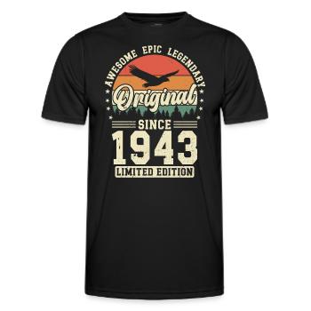 1943 : Intemporellement légendaire - T-shirt sport Homme - noir - Devant - AI Model Male 178 dark (178cm)