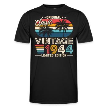 1944 - L’élégance intemporelle - T-shirt sport Homme - noir - Devant - AI Model Male 178 dark (178cm)