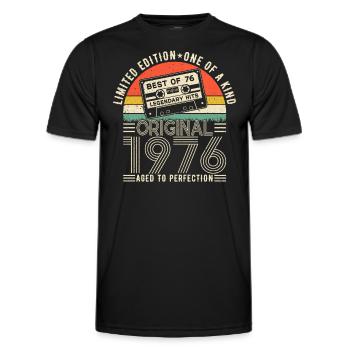 Jahrgang 1976 Geburtstag 1976 Jahrgang 1976 - Männer Funktions-T-Shirt - Schwarz - Vorne - AI Model Male 178 dark (178cm)