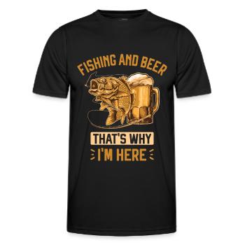 Fishing and Beer Funny Fisherman Dad Gift - Men's Functional T-Shirt - black - Front - AI Model Male 178 dark (178cm)