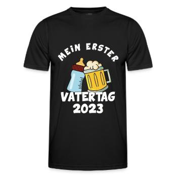 Vater Vatertag Papa Herren Geschenk Baby Bier süß - Männer Funktions-T-Shirt - Schwarz - Vorne - AI Model Male 178 dark (178cm)