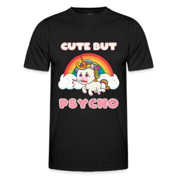 Cute but Psycho Unicorn - Men's Functional T-Shirt - black - Front - AI Model Male 178 dark (178cm)