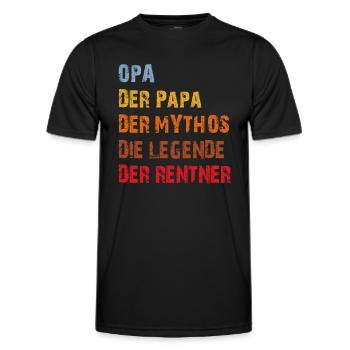Opa. Papa. Mythos. Legende. Der Rentner - Men's Functional T-Shirt - black - Front - AI Model Male 178 dark (178cm)