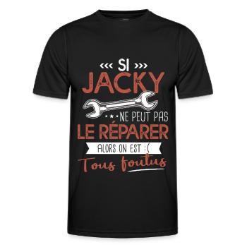 Si Jacky ne peut pas le réparer on est foutus - T-shirt sport Homme - noir - Devant - AI Model Male 178 dark (178cm)