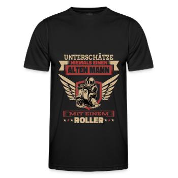 Alter Mann Mit Roller Rentner Opa Shirt - Männer Funktions-T-Shirt - Schwarz - Vorne - AI Model Male 178 dark (178cm)