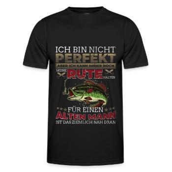 Angler - Alter Mann beim Angeln - Perfektion - Männer Funktions-T-Shirt - Schwarz - Vorne - AI Model Male 178 dark (178cm)