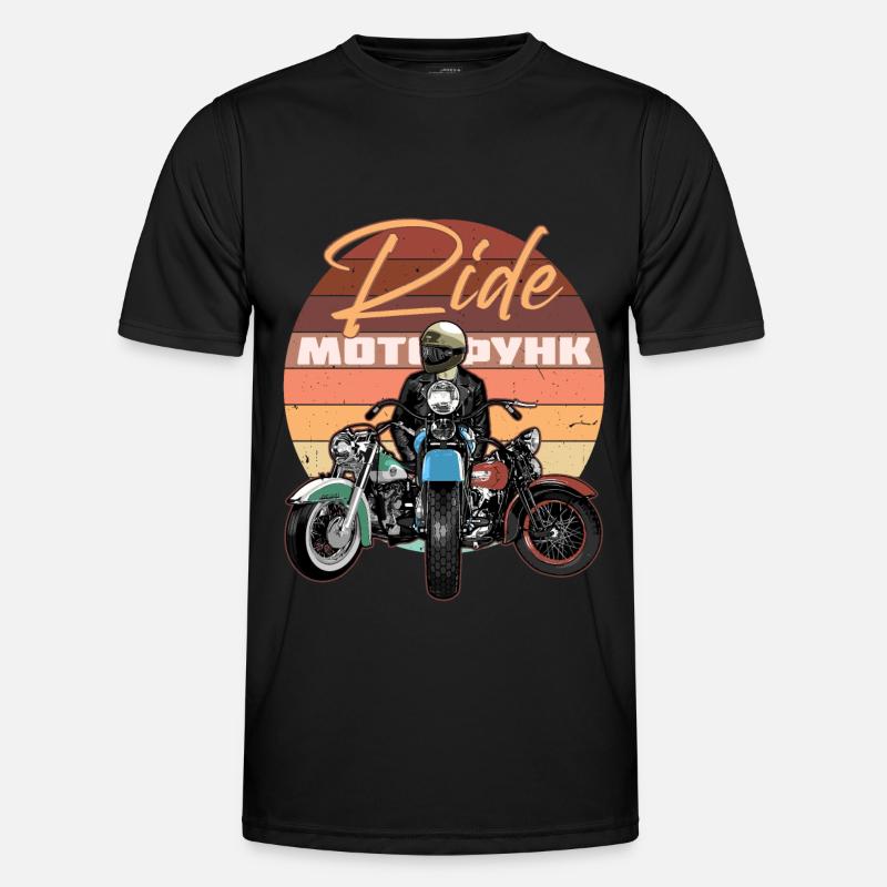 Ride motorcycle, biker in sunset Men's Functional T-Shirt