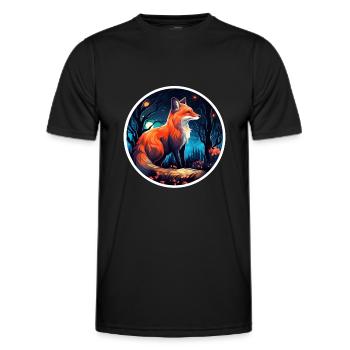 Pack animals: foxes, foxes, forest dwellers, forest animals - Men's Functional T-Shirt - black - Front - AI Model Male 178 dark (178cm)