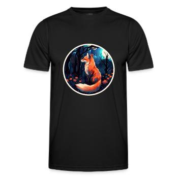 Pack animals: foxes, foxes, forest dwellers, forest animals - Men's Functional T-Shirt - black - Front - AI Model Male 178 dark (178cm)
