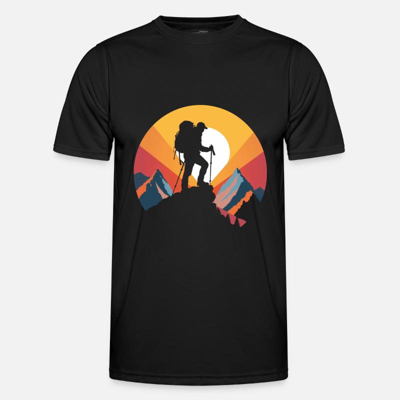 Bergwanderer - Männer Funktions-T-Shirt - Schwarz