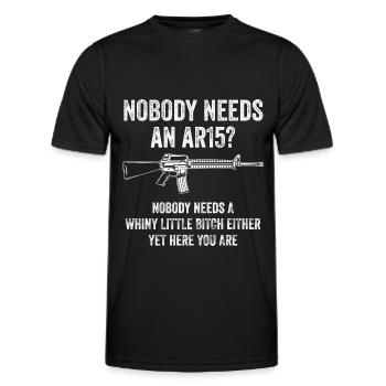 Personne n’a besoin d’un cadeau de sensibilisation au fusil d’assaut AR15 - T-shirt sport Homme - noir - Devant - AI Model Male 178 dark (178cm)