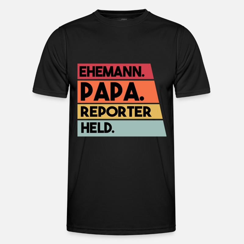 Ehemann Papa Reporter Held Männer Funktions-T-Shirt