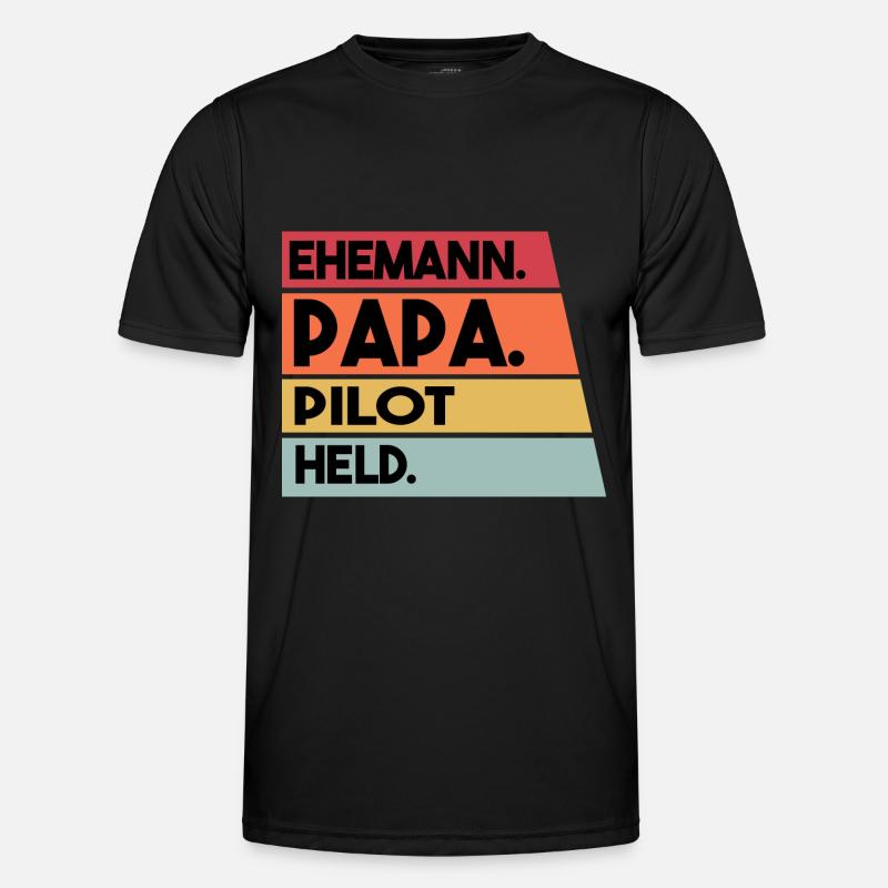 Ehemann Papa Pilot Held Männer Funktions-T-Shirt