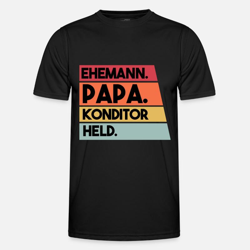 Ehemann Papa Konditor Held - Männer Funktions-T-Shirt - Schwarz