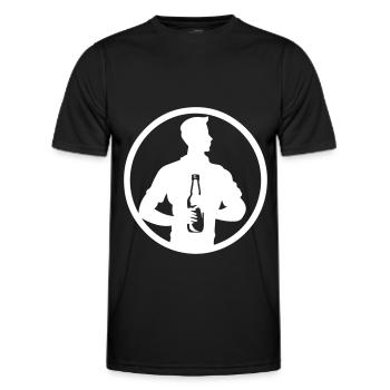 Bottle of Beer Drinking Silhouette - Men's Functional T-Shirt - black - Front - AI Model Male 178 dark (178cm)
