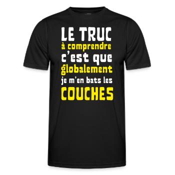 Globalement je m'en bats les couches - T-shirt sport Homme - noir - Devant - AI Model Male 178 dark (178cm)