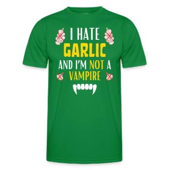 JE DÉTESTE L’AIL DEPUIS TOUJOURS ET JE NE SUIS PAS UN VAMPIRE - T-shirt sport Homme - vert - Devant - AI Model Male 178 dark (178cm)