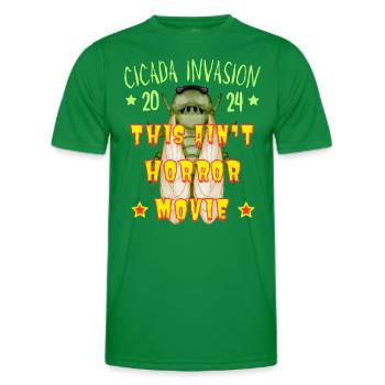 CICADA INVASION 2024 THIS AIN'T HORROR MOVIE - Men's Functional T-Shirt - kelly green - Front - AI Model Male 178 dark (178cm)