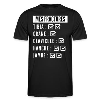 Liste des mes fractures - T-shirt sport Homme - noir - Devant - AI Model Male 178 dark (178cm)