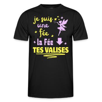 je suis une fée la fée tes VALISES - T-shirt sport Homme - noir - Devant - AI Model Male 178 dark (178cm)