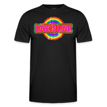 love is love pride equality love - Men's Functional T-Shirt - black - Front - AI Model Male 178 dark (178cm)