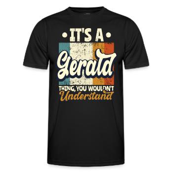 Name Gerald Gift Birthday Saying - Men's Functional T-Shirt - black - Front - AI Model Male 178 dark (178cm)