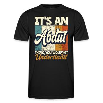 Nom Abdul Gift Prénom Personnalisé - T-shirt sport Homme - noir - Devant - AI Model Male 178 dark (178cm)
