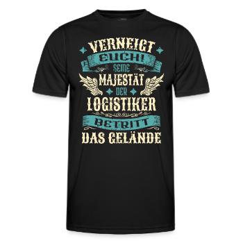 Logistiker Geschenk Lustige Sprüche - Männer Funktions-T-Shirt - Schwarz - Vorne - AI Model Male 178 dark (178cm)