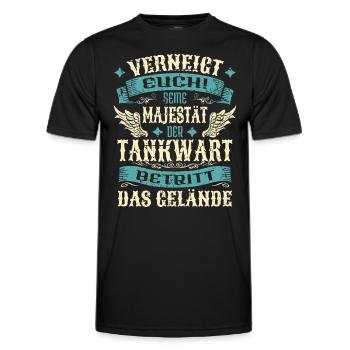 Tankwart Geschenk Lustige Sprüche - Männer Funktions-T-Shirt - Schwarz - Vorne - AI Model Male 178 dark (178cm)