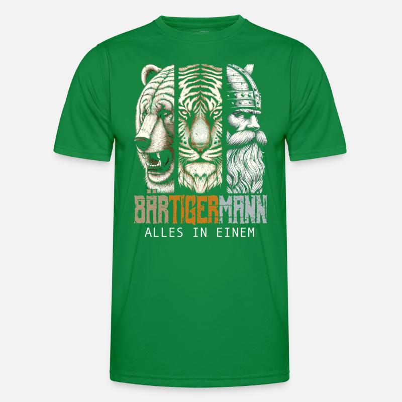 Bärtigermann Bär Tiger Mann Geschenk Bart Sprüche Männer Funktions-T-Shirt