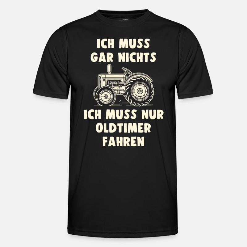 Traktor Oldtimer Landwirtschaft Geschenk Bauer - Männer Funktions-T-Shirt - Schwarz