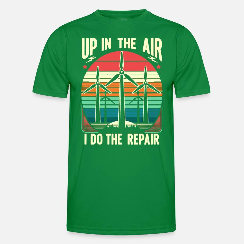 Windrad Kletterer Industriekletterer Geschenk Männer Funktions-T-Shirt