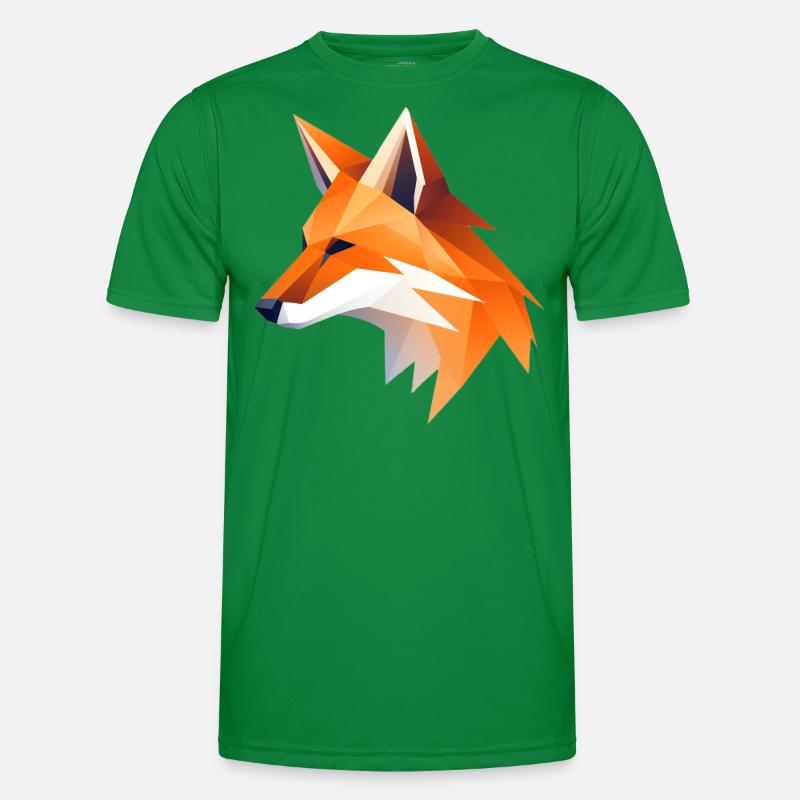 Fuchs Kopf Low Poly Logo Design Männer Funktions-T-Shirt