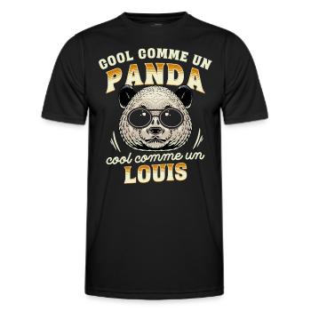 Cool Comme Un Panda, Cool Comme Un Louis - T-shirt sport Homme - noir - Devant - AI Model Male 178 dark (178cm)